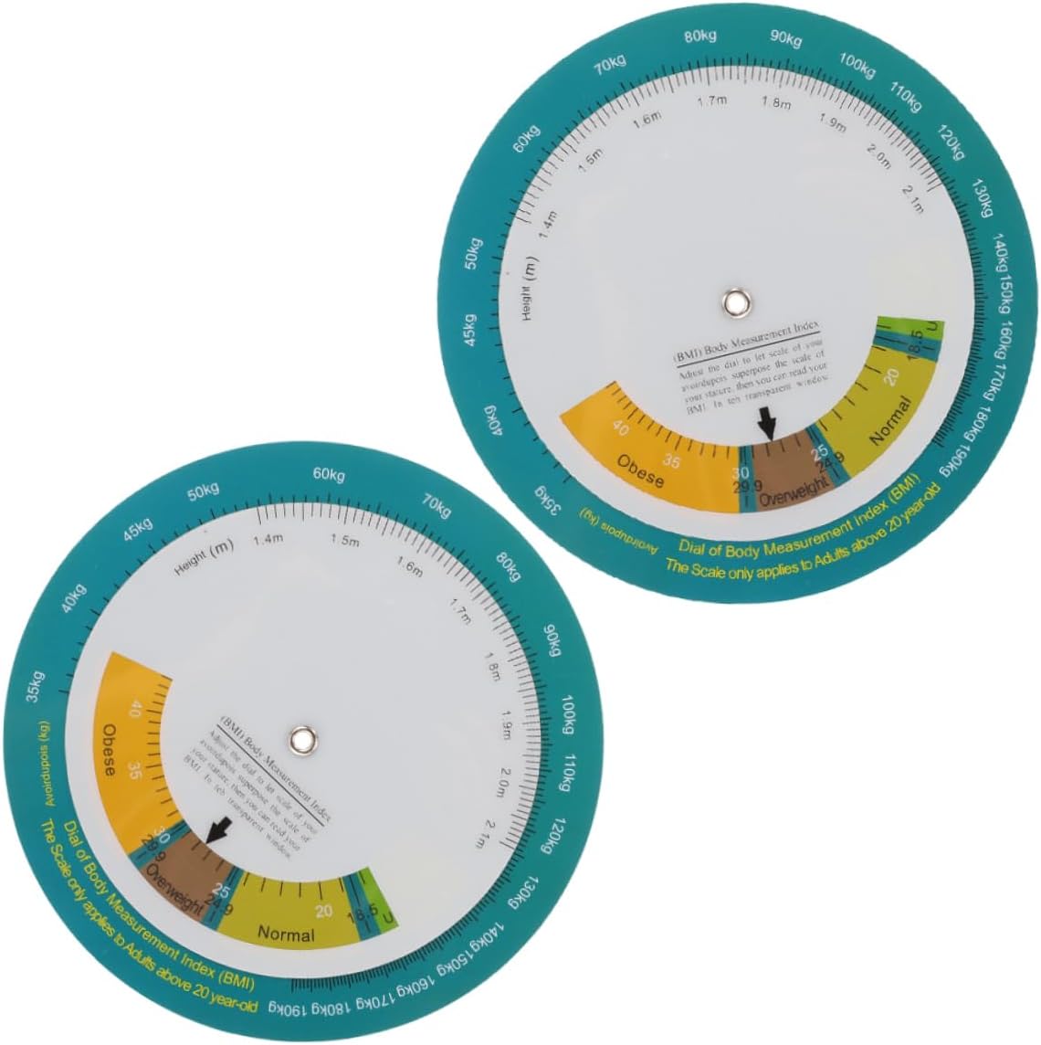 2pcs Bmi Index Wheel Height Weight Measurement Tool for Home Gym Wall Mounted Health Tracker User Friendly Bmi Chart for Effortless Body Monitoring