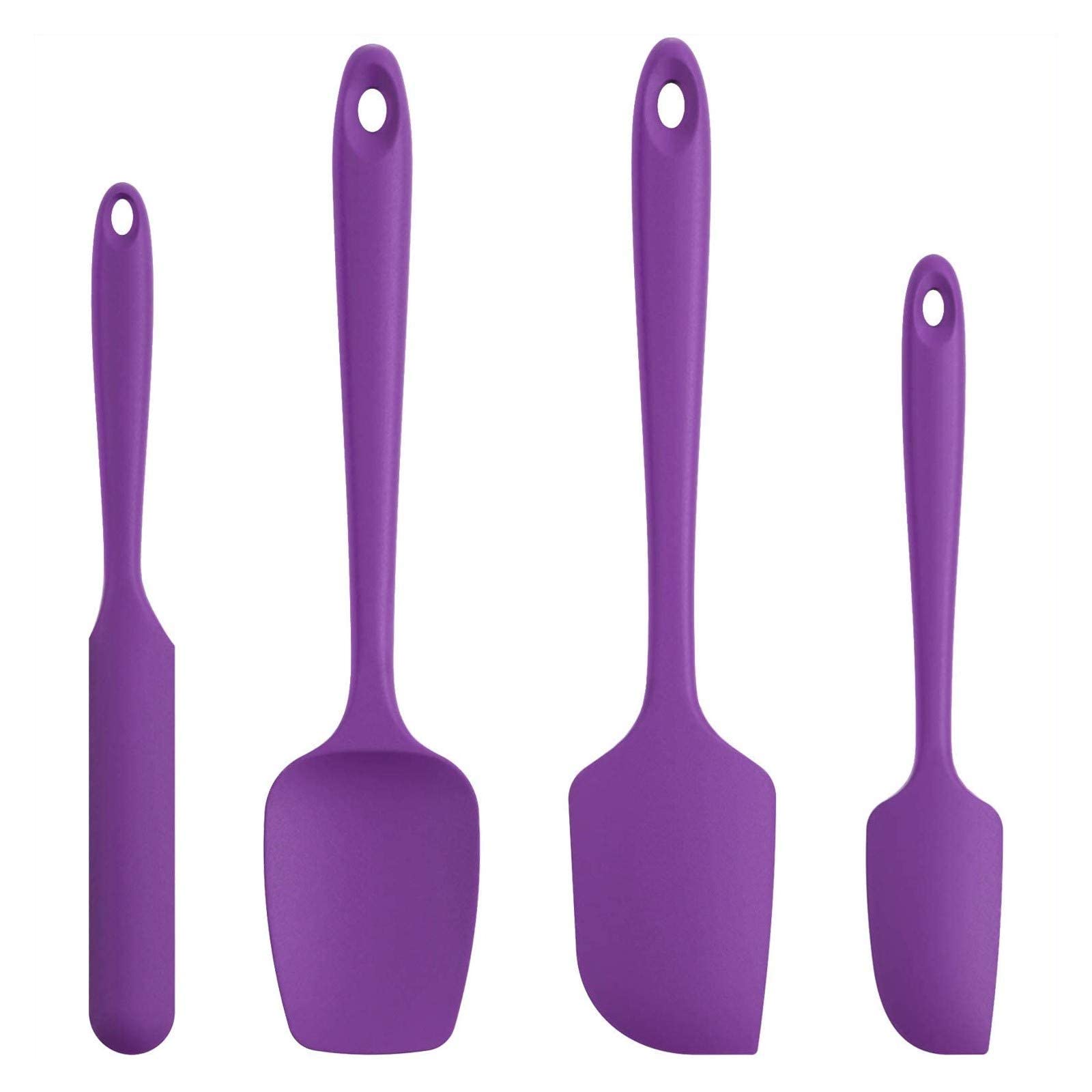 Silicone Spatula Set Kitchen Utensils Non-Stick for Cooking, Baking and Mixing, Heat Resistant Dishwasher Safe, Purple Set of 4