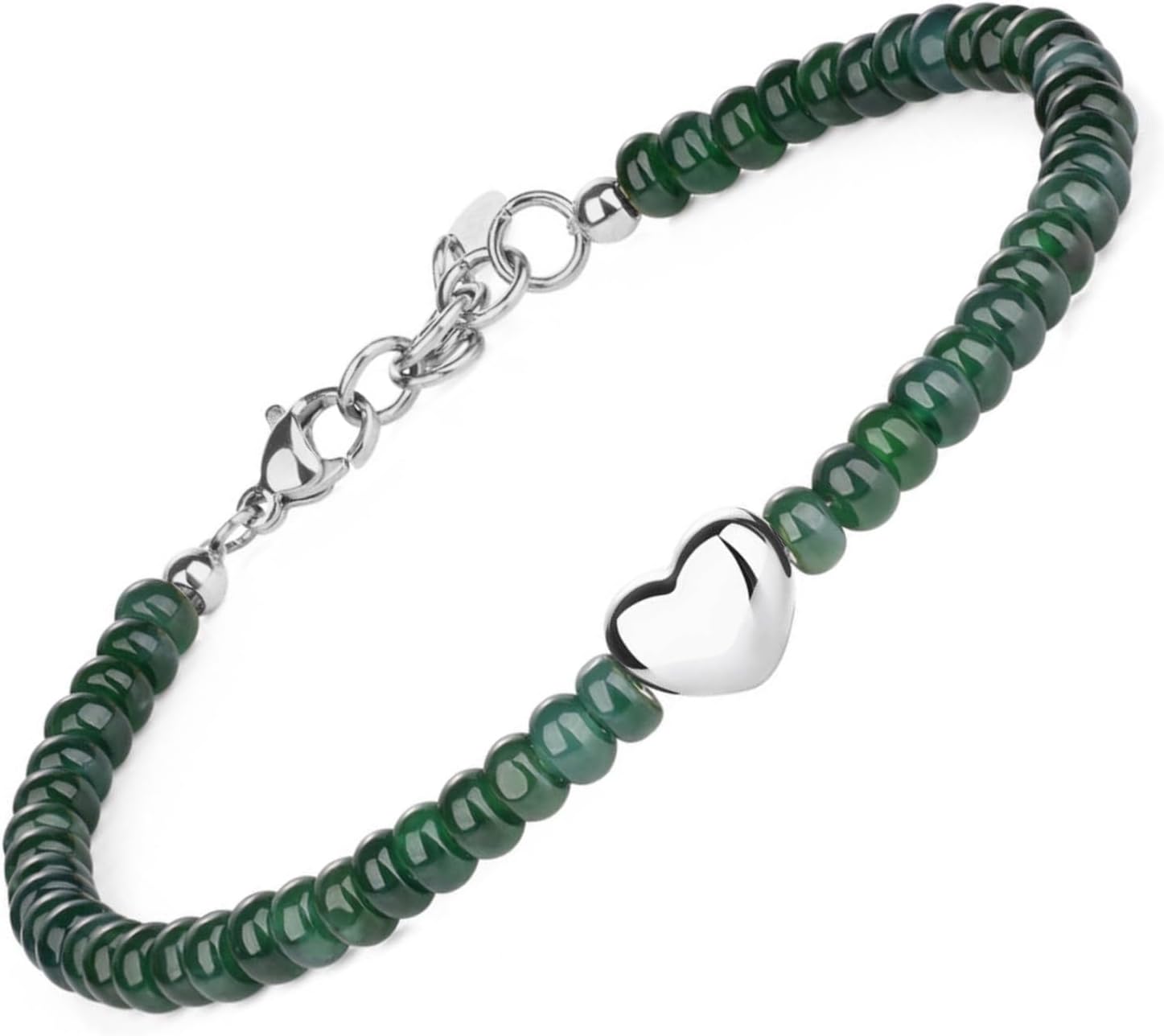 SAMYA Natural Green Jade Bracelet for Women, Women's Heart Charm Bracelet, Adjustable Fit 6.0"–7.25" Wrist, Lucky Bracelet Gift for Her