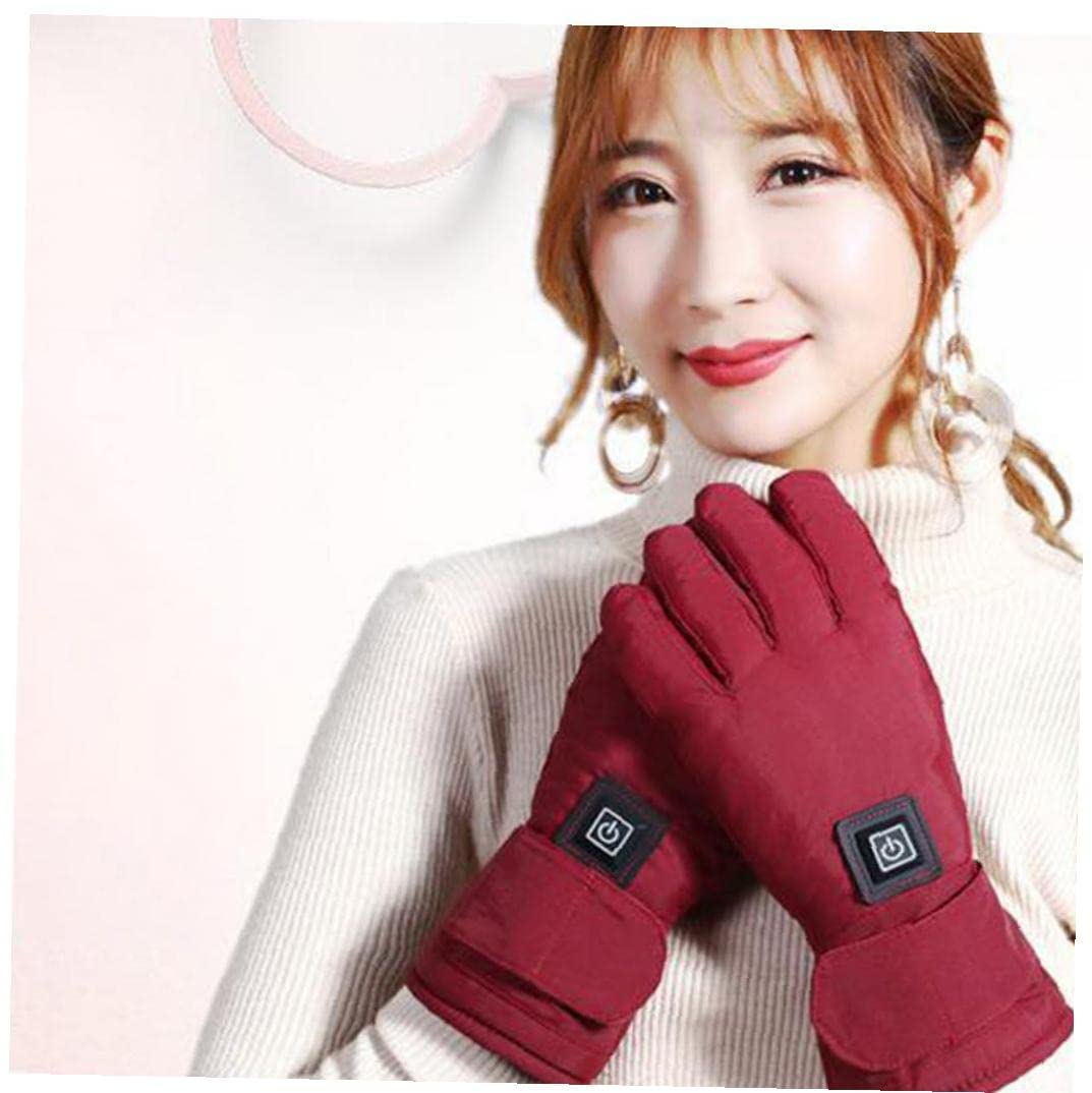 CHEWYNP Guanti Termici, 3 modalità Guanti riscaldati Guanti Touchscreen da Donna Guanti Caldi per climi Freddi per l'inverno Ciclismo Guida Corsa Campeggio Escursionismo Rosso