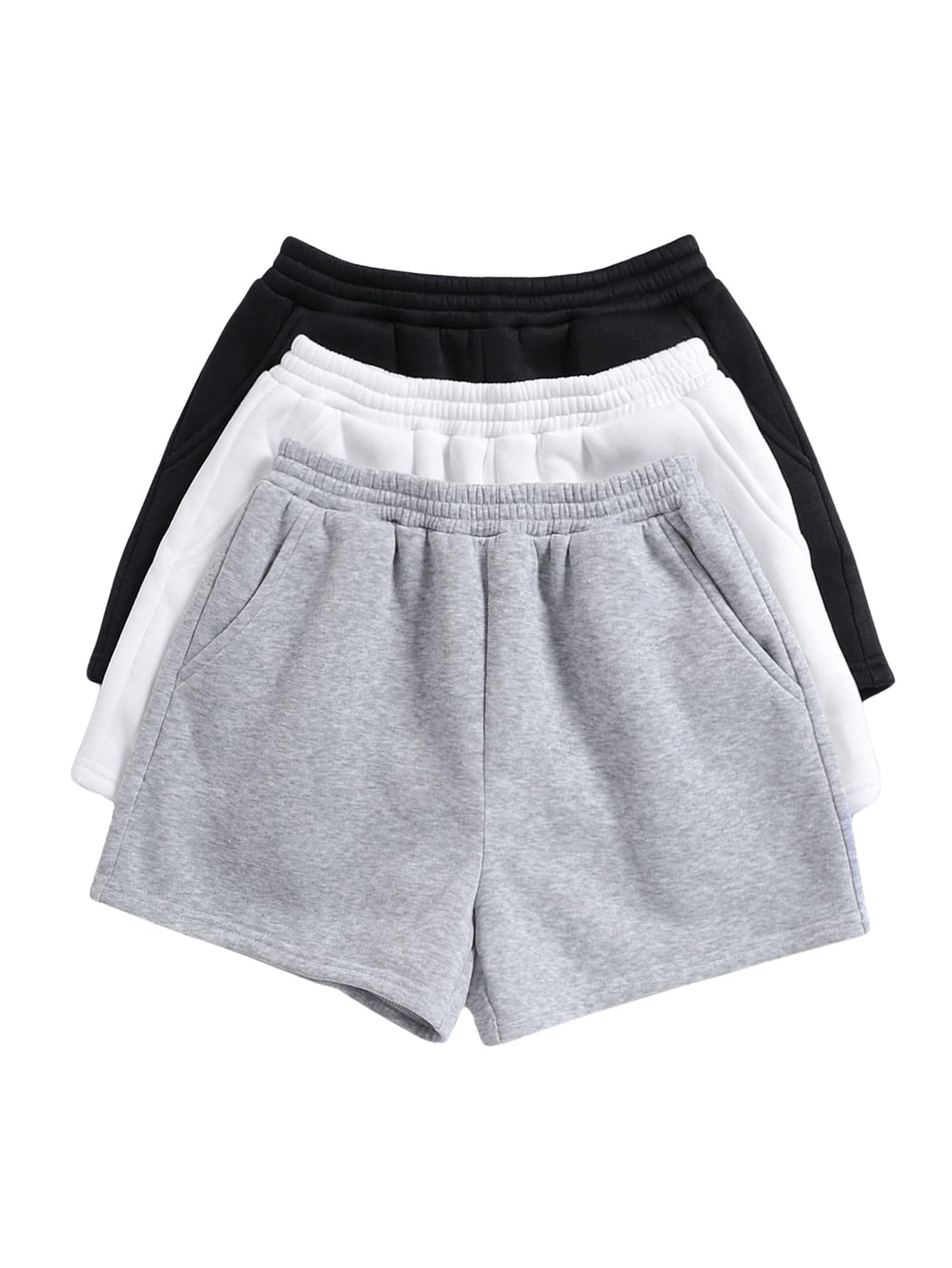 SOLY HUX Girls 3 Packs Sweat Shorts Elastic Waist Casual Summer SweatShorts Teen Apparel