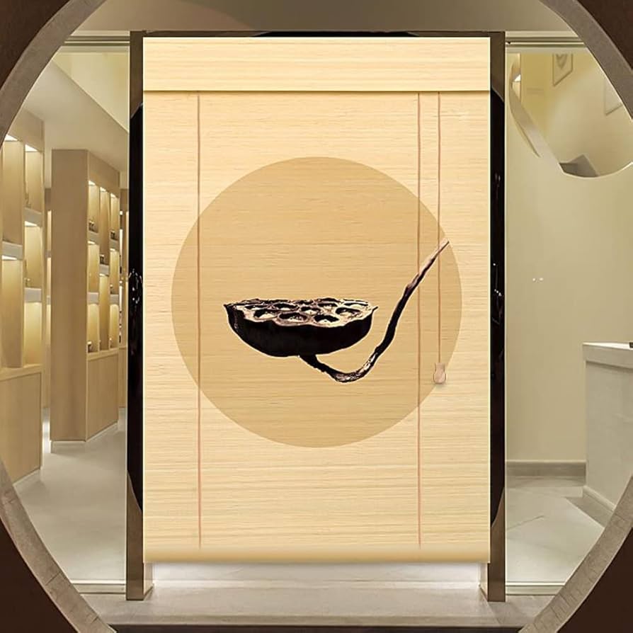 Amazon|竹簾、中国スタイル竹すだれ、プリント模様、ローマン Amazon|竹簾、中国スタイル竹すだれ、プリント模様、ローマン