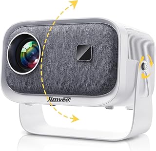 【360°回転可能】Jimveo プロジェクター 天井投影 家庭用 小型 25000lm 1080P WIFI6 500ANSI 電動フォーカス 自動台形補正 双方向Bluetooth5.3 4K対応 ホームシアター 操作簡単 ズーム機能 天井吊り可 300"大画面 防塵 スマホ/タブレット/PC/Switch/PS機/DVDプレイヤー接続可 HDMI USB入力 E18(ホワイト)