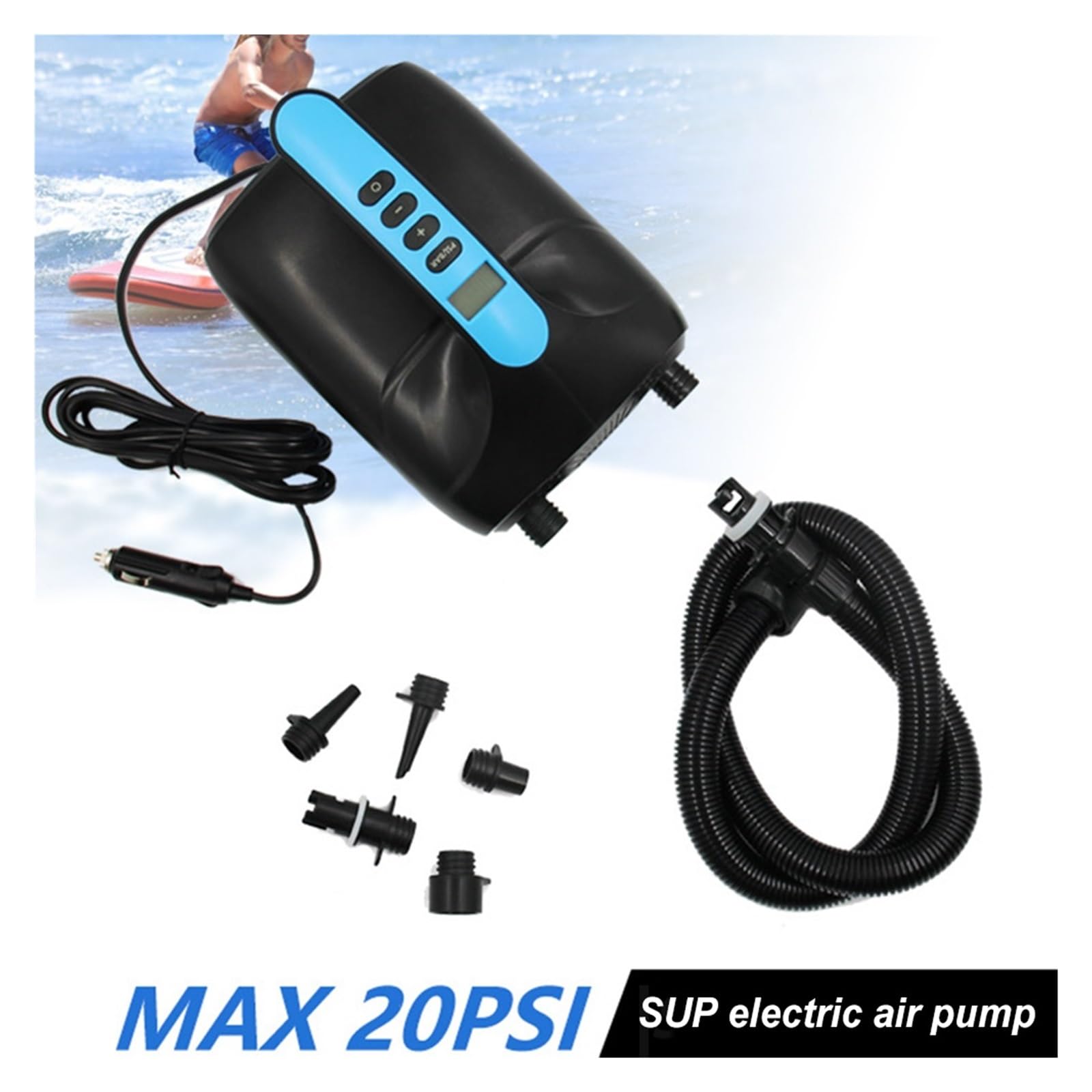 Bomba De Aire Eléctrica con Apagado Automático Y Pantalla LCD For Tablas Paddle Surf, Inflables, Kayaks Barcos Eficaz Y Fiable