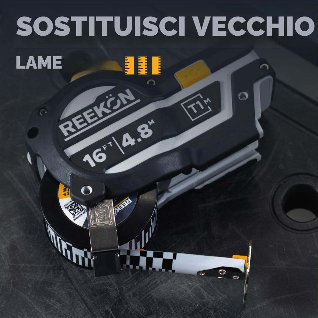 REEKON T1M flessometro digitale 4,8 m (metrico): strumento di misurazione Bluetooth, precisione 0,5 mm, memoria 1000+ misurazioni, display LCD, batteria ricaricabile 150+ ore