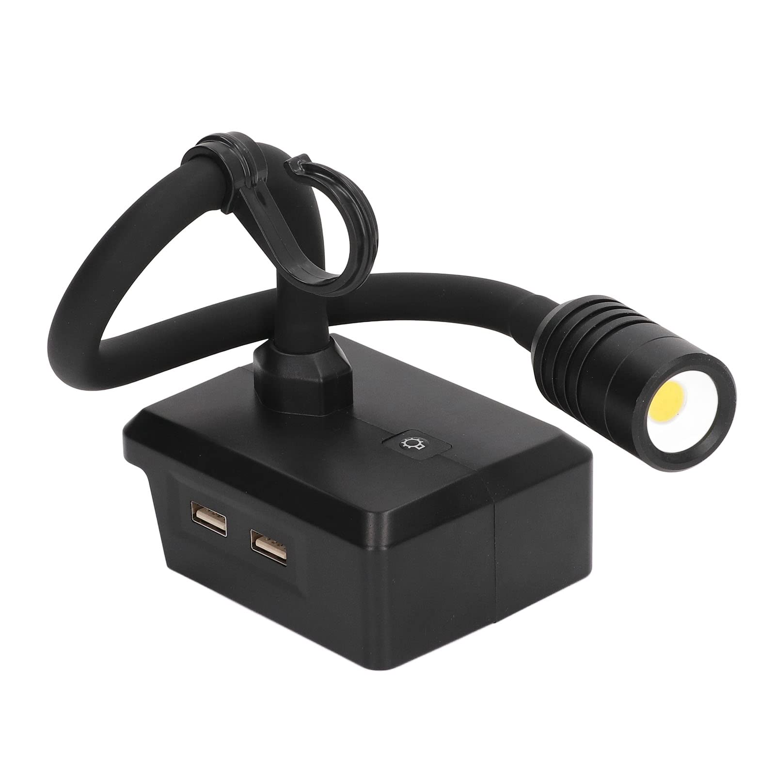 Eujgoov Wiederaufladbare LED-Schwanenhals-Arbeitsleuchte, Arbeitsleuchte mit 2 USB-Anschlüssen, 3-stufig Verstellbar mit Haken