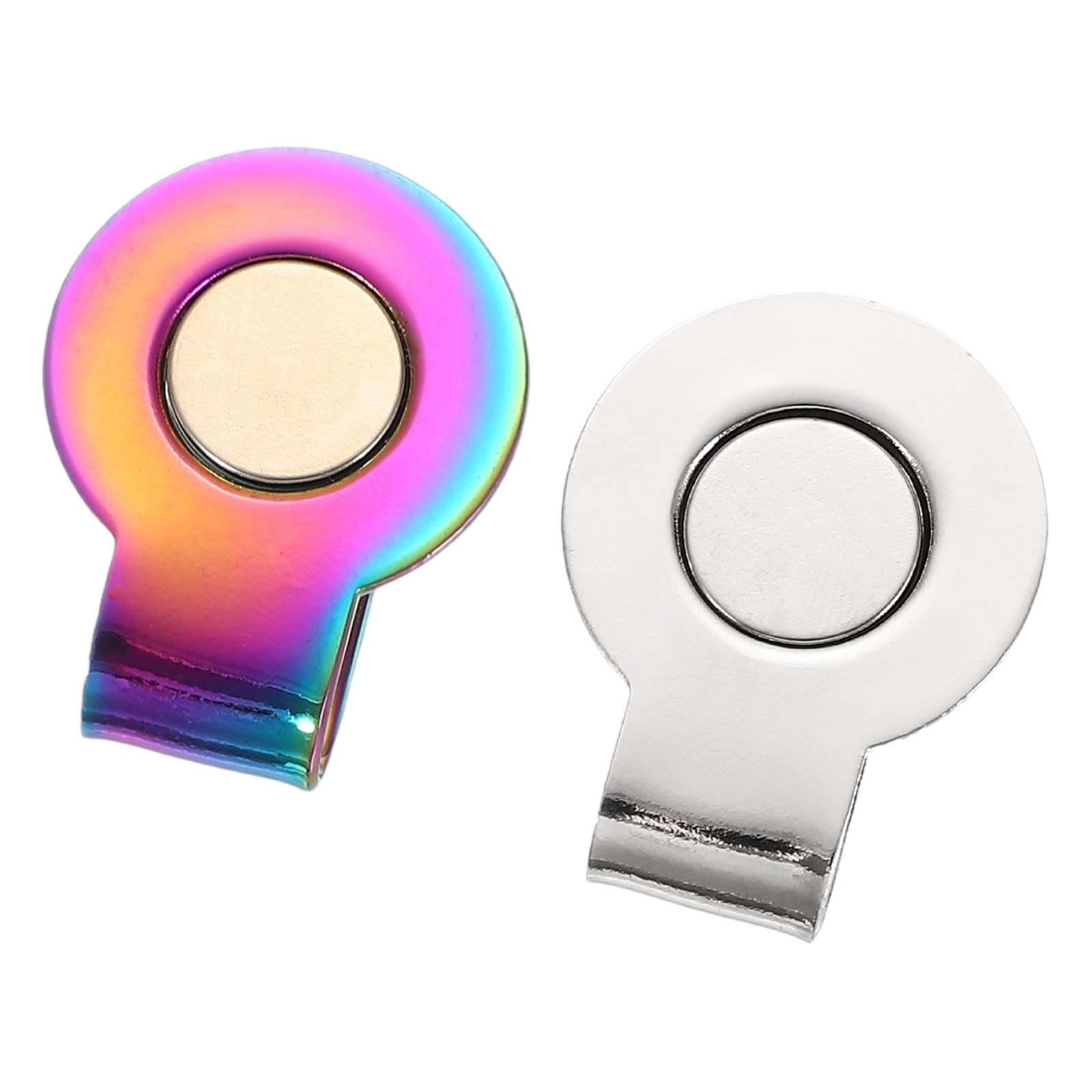 PATIKIL Golf Hat Clip, 2 Pack Metal Cap Clamp with Magnetic Removable Ball Marker Holder Golf Accessories for (Women & Men), Iridescent,Silver