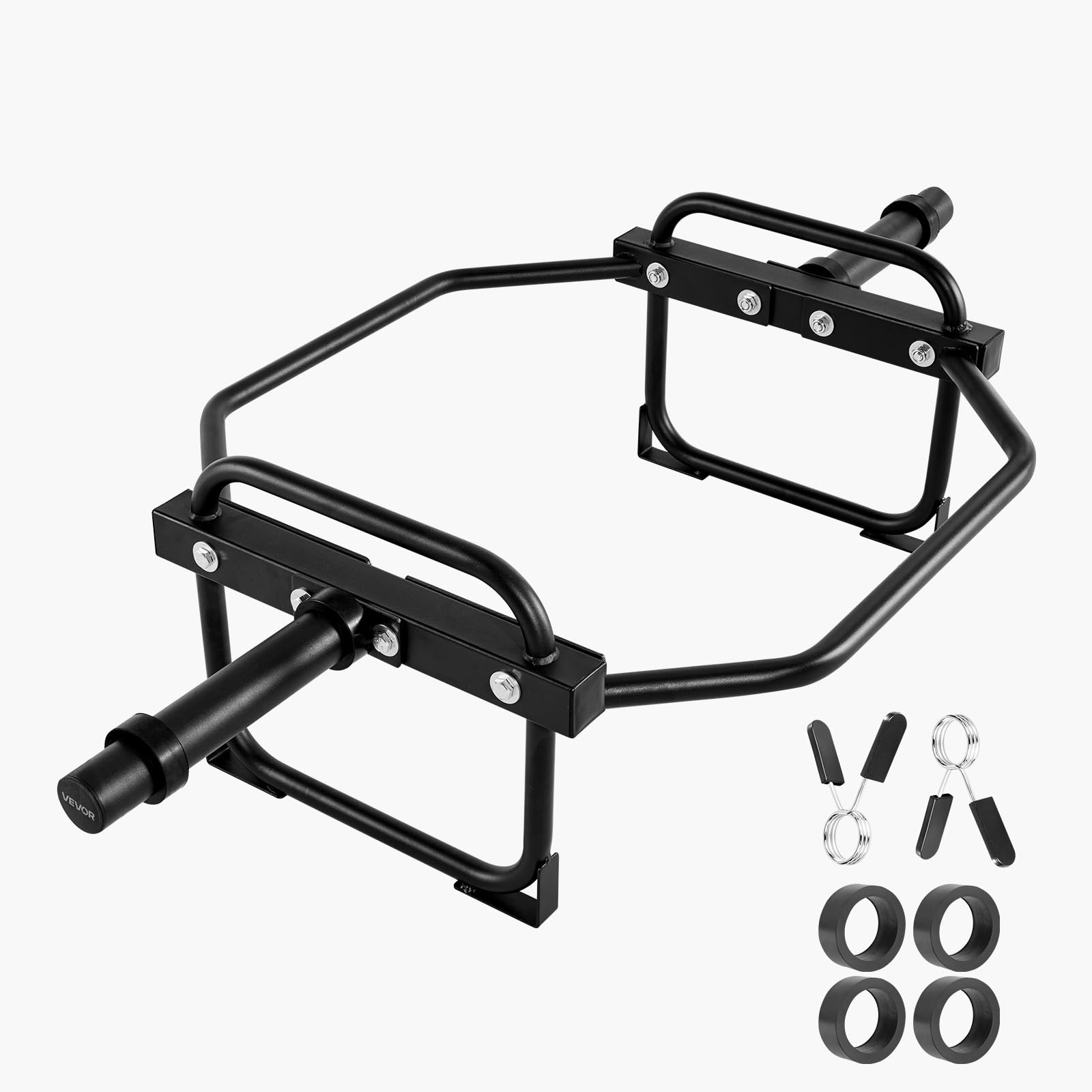 VEVOR Barre Hexagonale pour Disque de 5 cm, Trap Bar Charge 240 kg, Barre de Musculation Fitness pour Squats, Soulevés de Terre, Haussement d'Épaules et Haltérophilie, Salle de Sport, Noir