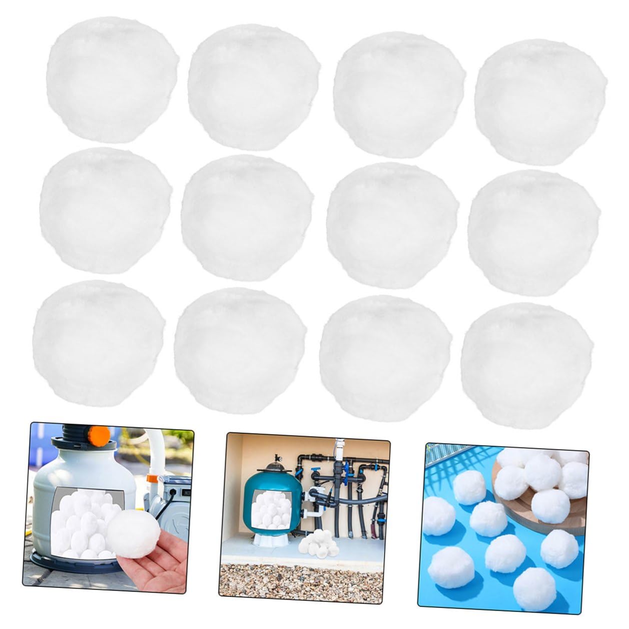 INOOMP Palline Filtranti in Fibra per Piscina 1000g Materiale Filtrante per Filtro a Sabbia Alta Densità per Pulizia Efficiente dell’Acqua Piscina