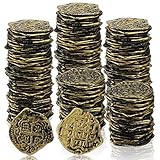 Hanaive 100 Pcs Pirate Coins Plastic Kids Fake Play Coins Replica Spanish Doubloons for Pirate Party Treasure Chest Board Games Tokens Toys Cosplay St. Patrick's(Bronze)