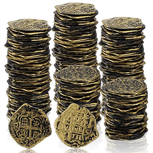 Hanaive 100 Pcs Pirate Coins Plastic Fake Play Coins Replica