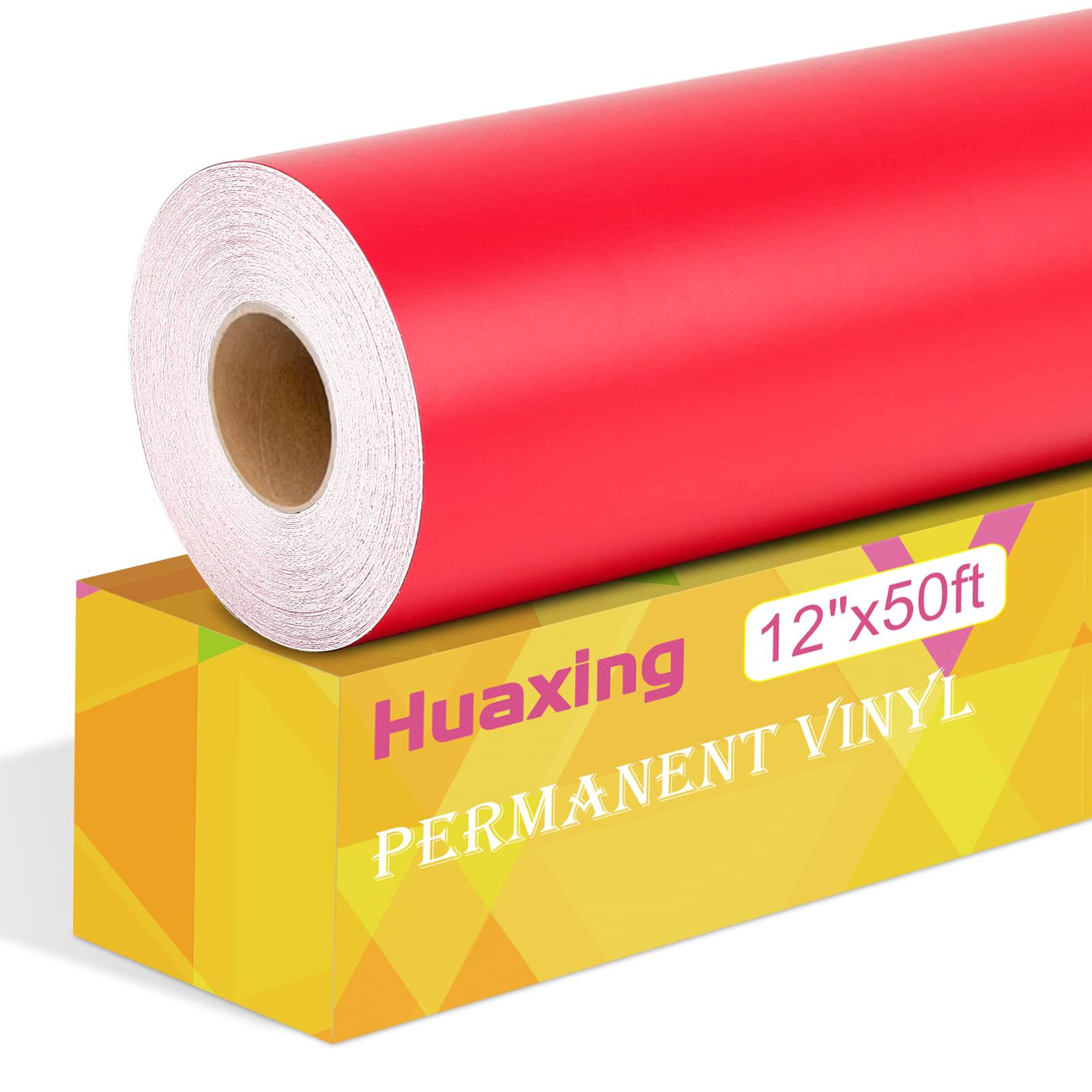 Matte Red Permanent Vinyl, 12" x 50FT Permanent Adhesive Vinyl Roll for All Cutting Machines, Signs, Craft Die Cutters