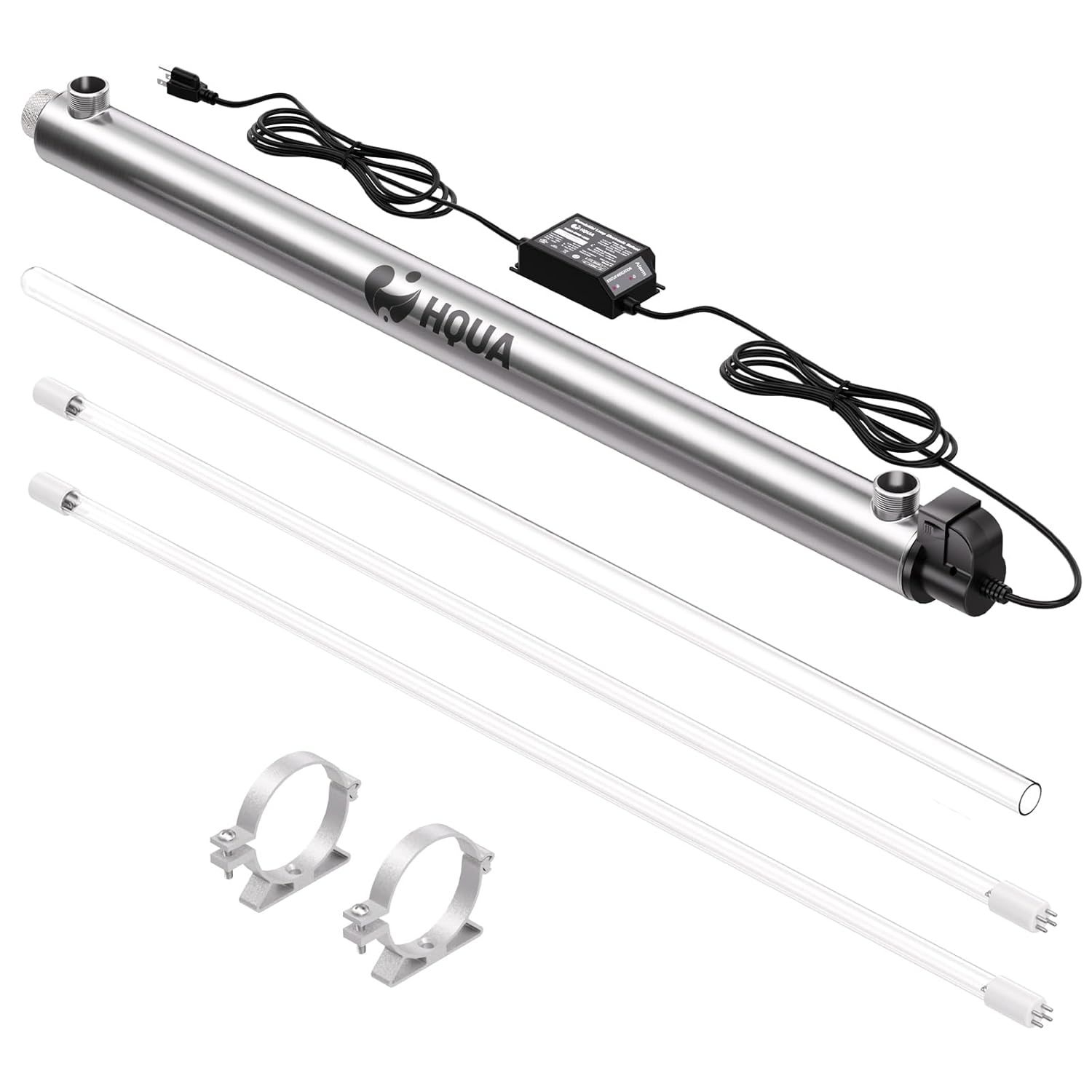 HQUA-OWS-121 120V 40W 12GPM 1” Inlet/Outlet MNPT Whole House Ultraviolet Water Purifier Filter, +1 Extra UV Bulb