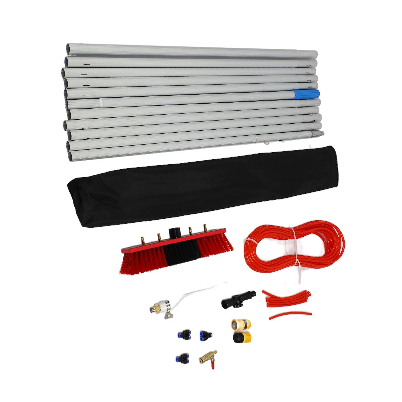 Rengue Cepillo de Limpieza de Panel Solar, Poste Telescópico con Pulverizador de Agua, Kit de Cepillo de Limpieza de Ventanas para el Hogar, Portátil
