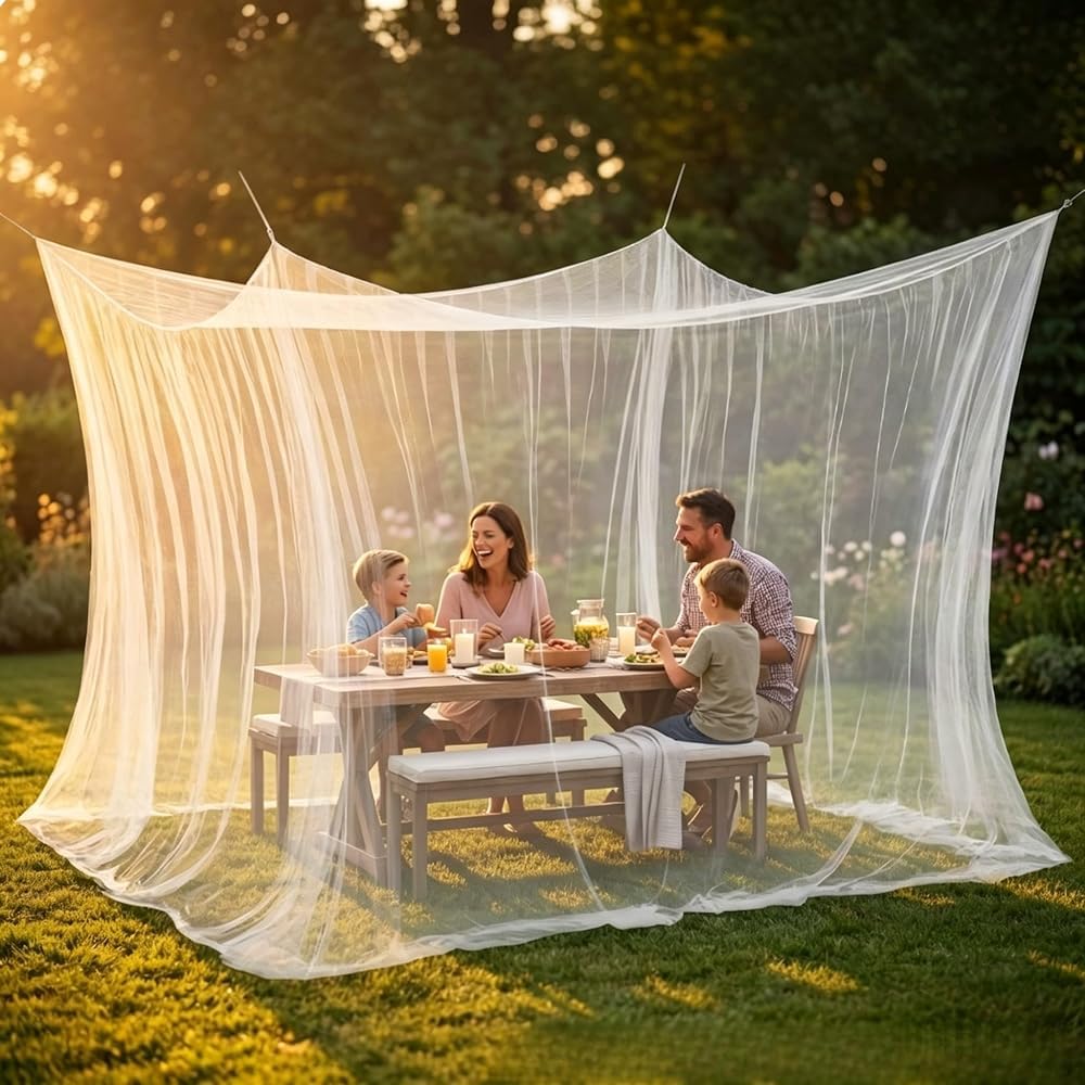 Moskitonetz 300x300x250cm mit EIN-Tür-Design, 220 feinmaschiges Insektenschutznetz, strapazierfähiges Mückennetz, geeignet für Pavillon, Garten, Terrasse, Camping und Innenbereiche (Weiß)