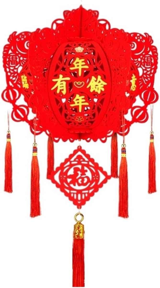 Red Chinese Lanterns 2025 Chinese New Year Red Lantern Home Decoration Lanterns Good Fortune Door Window Spring Festival Hanging Decoration Red Traditional Hanging Lantern (Color : 6) (2)