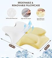 Vista 6 de Almohada cervical para cuello y hombros, almohadas ergonómicas de espuma viscoelástica con funda lavable para dormir, almohada de soporte de cuello