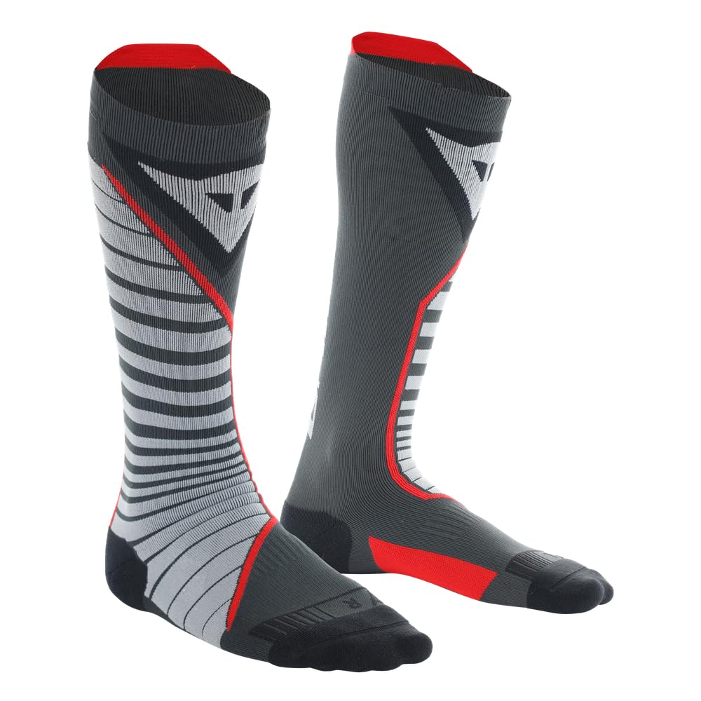 Dainese Thermo Long Socks, Calcetines Largos Moto, para Hombres y Mujeres, Negro/Rojo, 3638