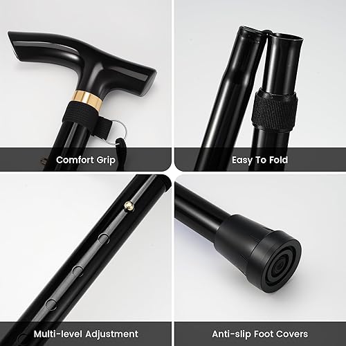 Miniatura 5 de Bastones de trekking  Bastones de senderismo ligeros y plegables  Bastones de senderismo de aleación de aluminio con telescópico, plegable, para