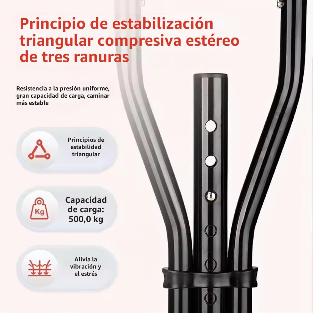 Muletas Axilares 1 Par (2 Piezas) – Altura Ajustable 108-160cm 20 Niveles Regulables，con Amortiguación y Plegable, Aluminio y Almohadillas de Goma Soportan 150kg, para Mayores o Post-Cirugía (Negro)