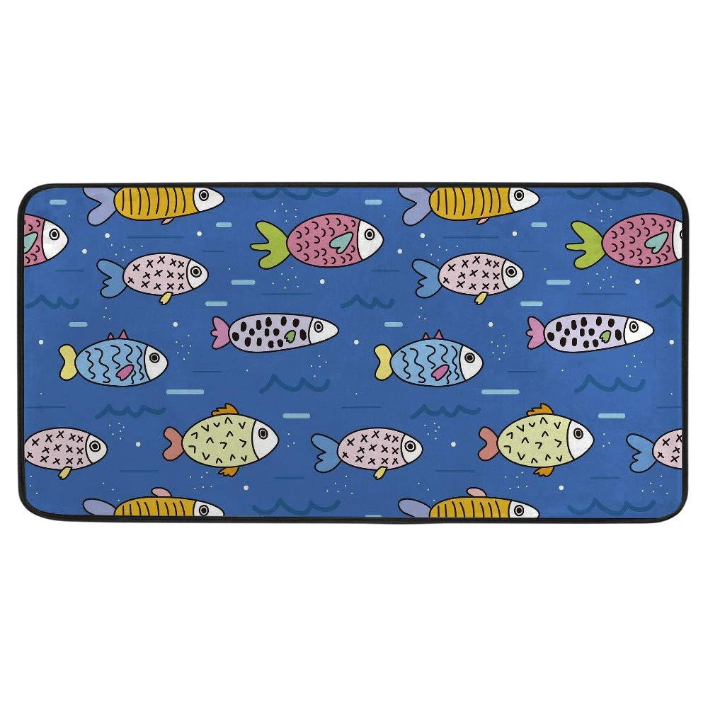 Tapis de cuisine lavable motif poisson de la mer doux et compact