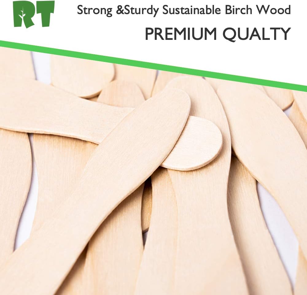 RT-Disposable Wooden Ice Cream Spoon Natural Birch 3 Inches (500 pieces) Individual Packaging Is Safer