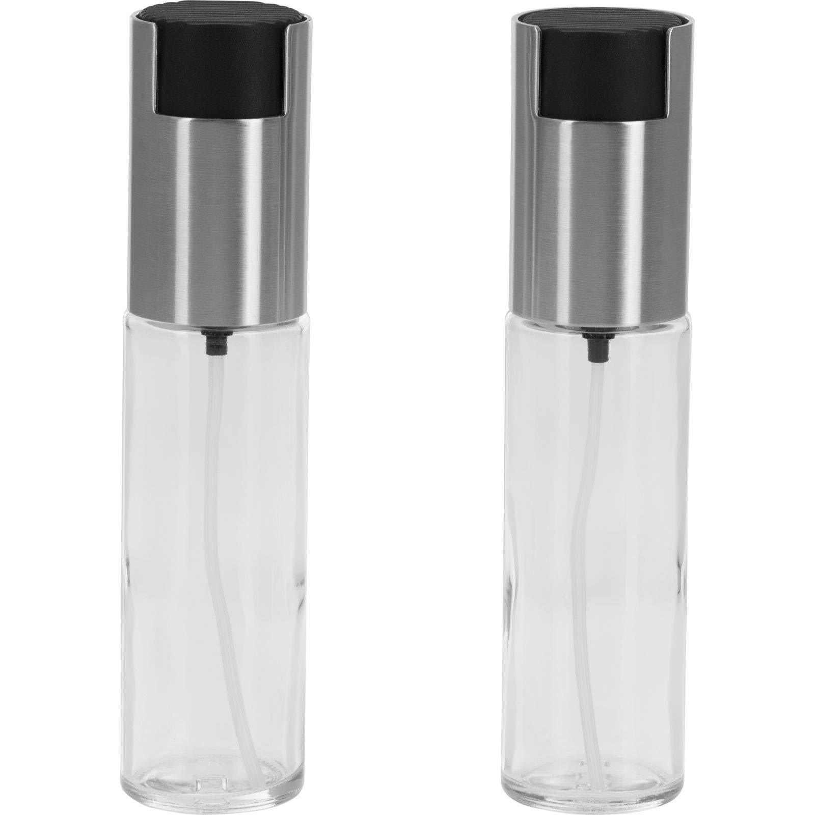 Westmark Set con spruzzini per olio e aceto, Con pompa spray, Capacità: 100 ml l'uno, Altezza: 18 cm, Acciaio inox/Vetro, Colore: Argento/Trasparente, 24362260