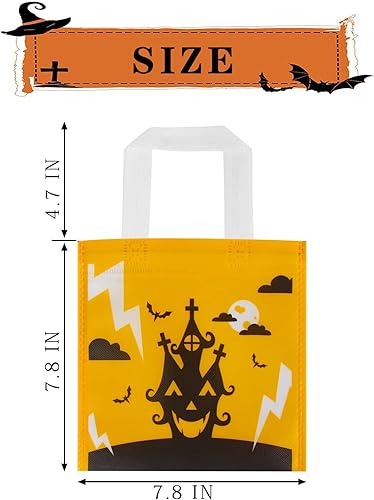 Miniatura 2 de CCINEE 48 bolsas no tejidas de Halloween, 8 diseños de bolsas de regalo reutilizables con asas para niños, bolsas de dulces de Halloween, regalos de