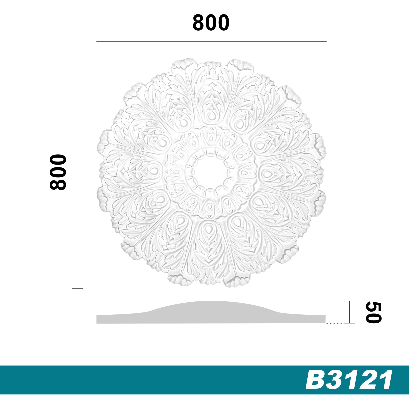 Rosone Da Soffitto In Schiuma PU Rigida, Diametro 800 Mm, Bianco, Facile Da Montare E Verniciare - Decorazione Classica Per Interni