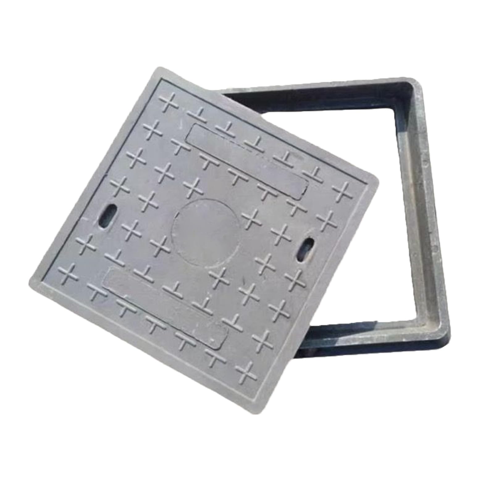 GJMSSMY Reinforced Square Fiberglass Manhole Cover & Frame, Non-Slip Steel Septic Tank Lid for Drainage Pipe, 70x70cm (27.5x27.5in) - & Safe Solution