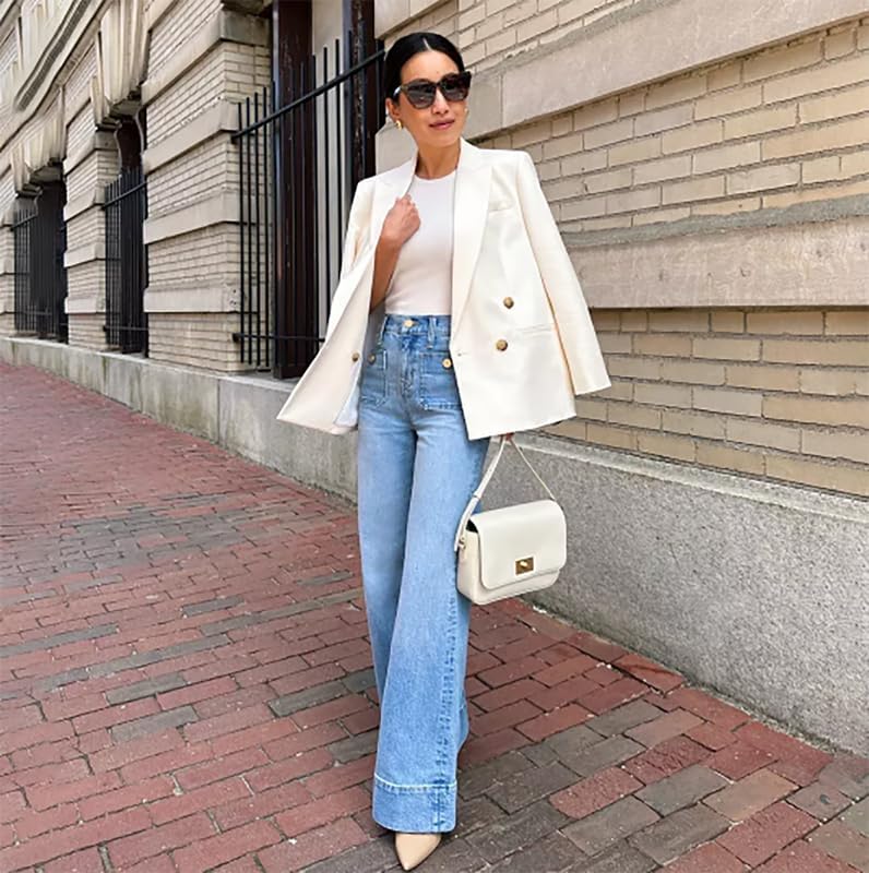 Oprah's Favorite - Tummy Control Sailor Wide Leg Trouser | Chiccurva Jeans | Wide Leg Cropped Denim Pants2