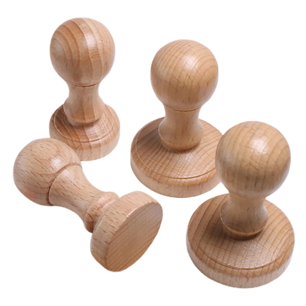 OSALADI Wooden Stamper Handle Set 4pcs Replacement Handles for Invitations for DIY Craft Ergonomic Design