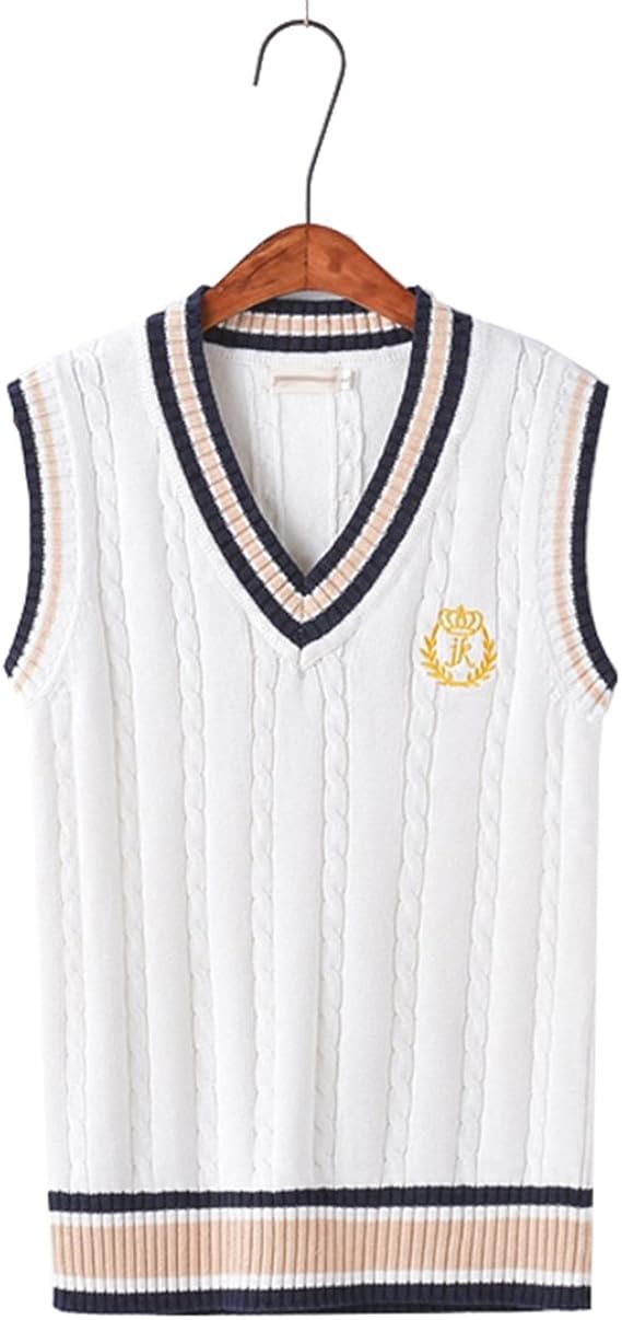 Amazon スクールベスト ベスト ニット 女子高生 女子中学生 スクールセーター ニットベスト ライン入り 制服 ベスト ニット セーター 通販