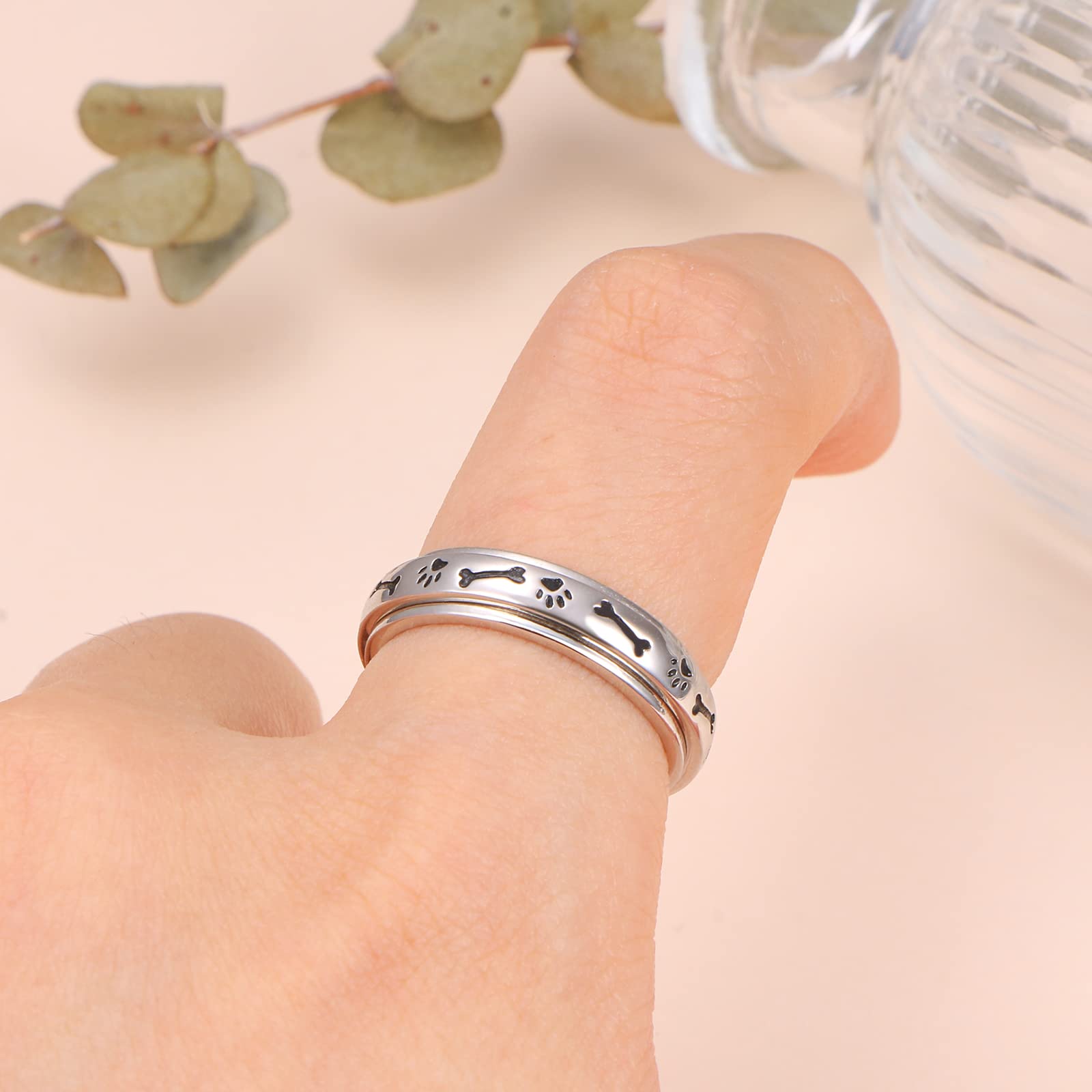 Anelli spinner per ansia, in argento Sterling S925, per alleviare la noia, ADHD, autismo, per ragazze adolescenti