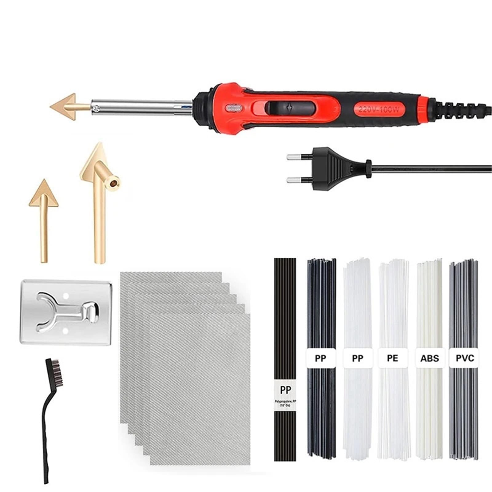 Amortyzator tylny 100W naprawa zderzaka samochodowego z PVC lutownica elektryczna szybkie nagrzewanie skórzane narzędzie do prasowania Amortyzatory samochodowe(D)