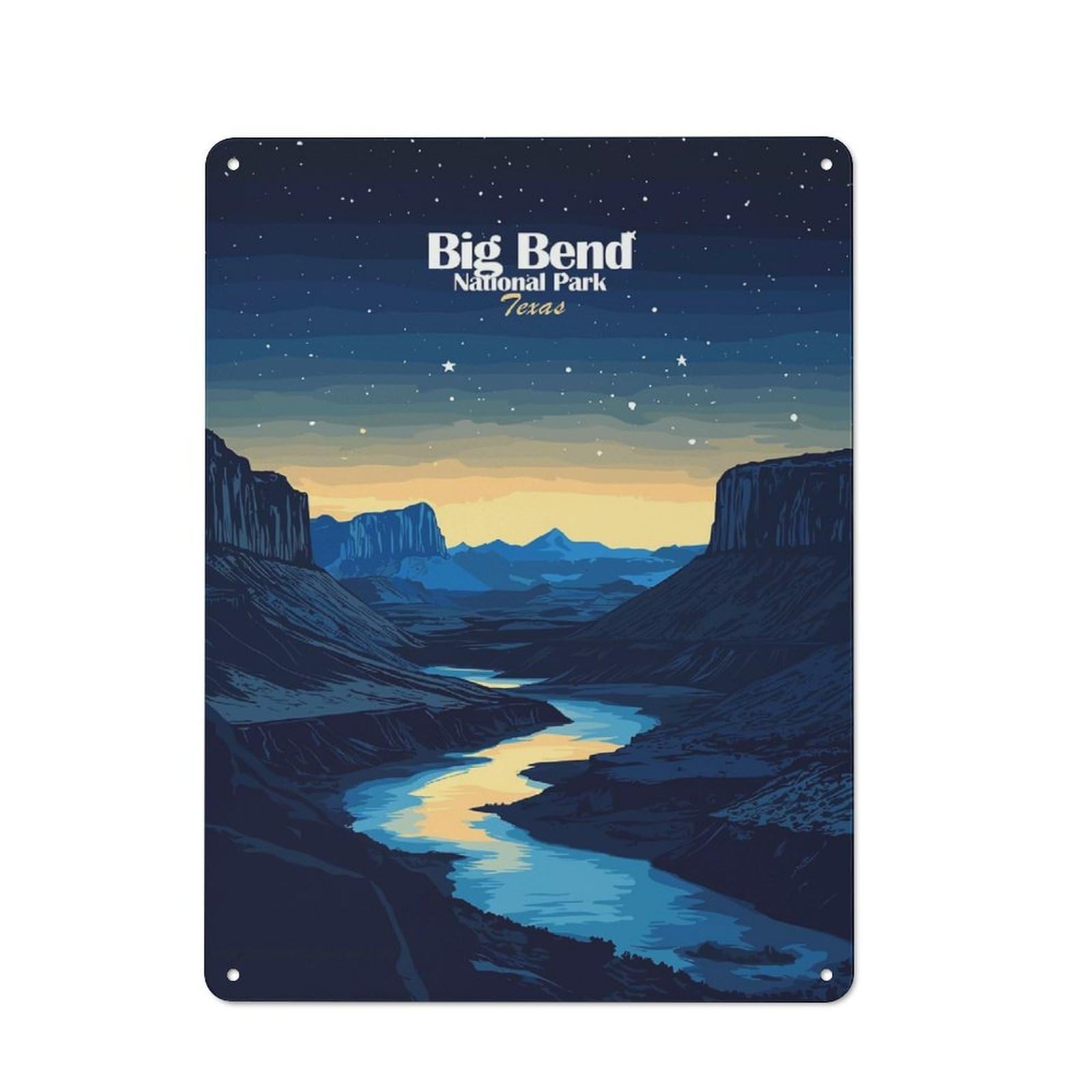 Junmoney Style-13 Tin Wall Plaque 40X30cm With Big Bend National Park For Hallway Wall, Suited To Wall Displays In Hallways And Entrance Areas