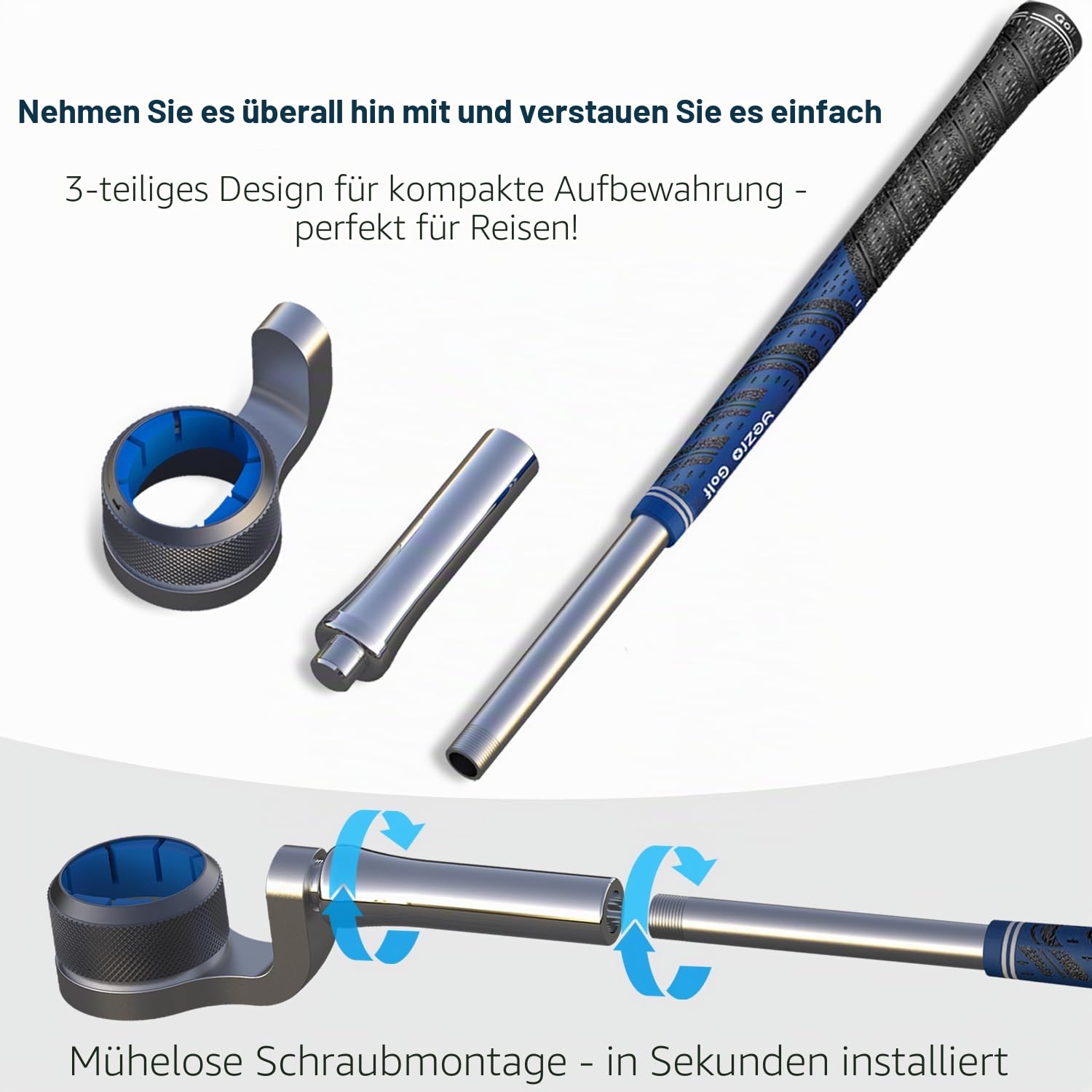 YEZRO Y14 Golfschläger-Aufsatz für Meta Quest 3/Quest 3S, 52,1 cm gewichteter VR-Golfschlägergriff, Zubehör für Golf + – Aluminium einteilige Konstruktion, echter Griff, keine Schrauben – für rechten