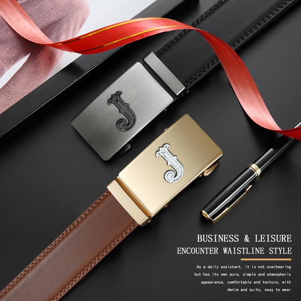 DOOPAI Men's Leather Ratchet Belts 2 Pack Adjustable Click Belt Set for Dress & Casual, Custom Fit 1 3/8" (35mm) -Trim to Fit - Image 5