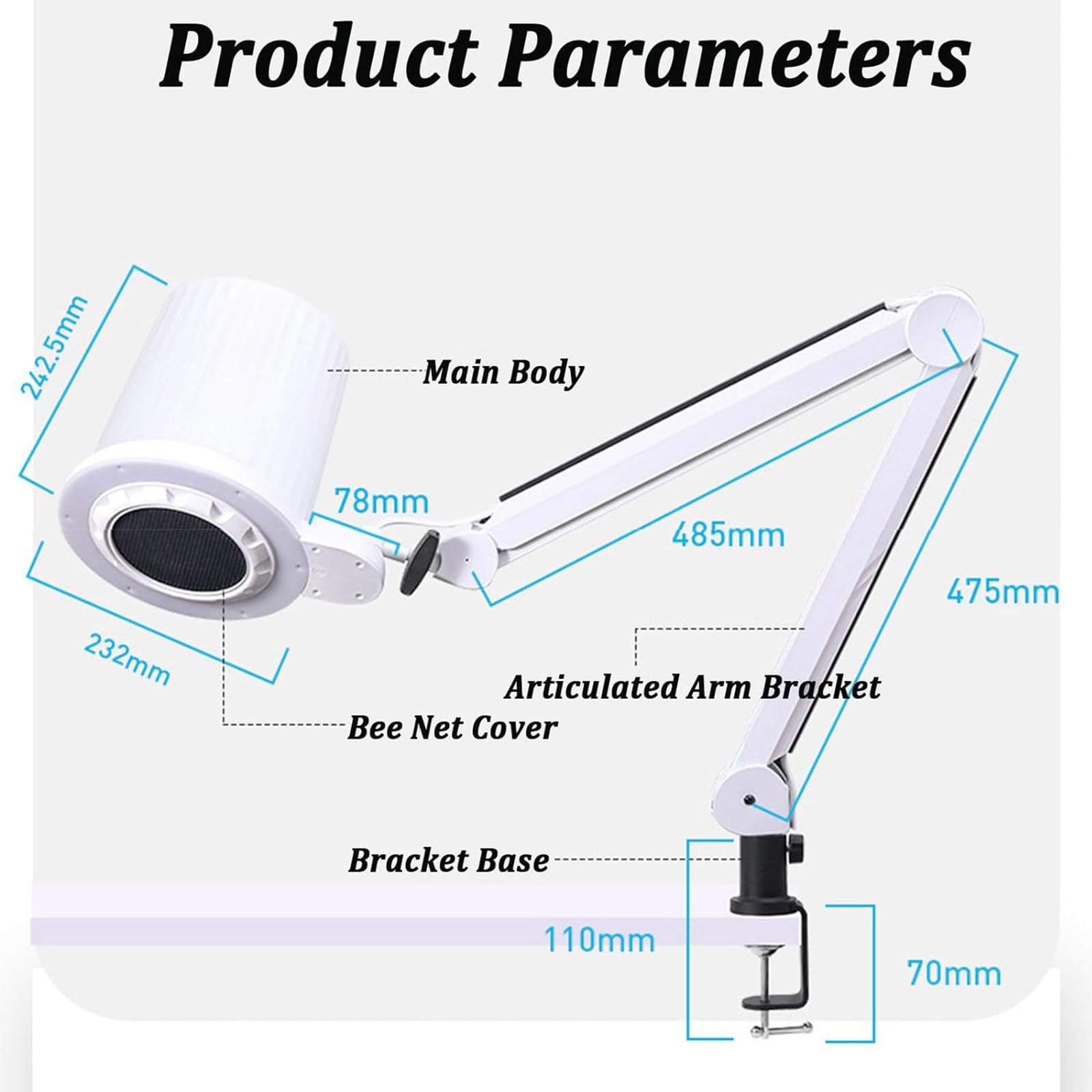 Odpylacz Do Paznokci,Odkurzacz Do Paznokci O Mocy 55 W,Tryb Oświetlenia Led-3,Możliwość Regulacji Kąta 90°,Do Manicure W Salonie Lub Domu