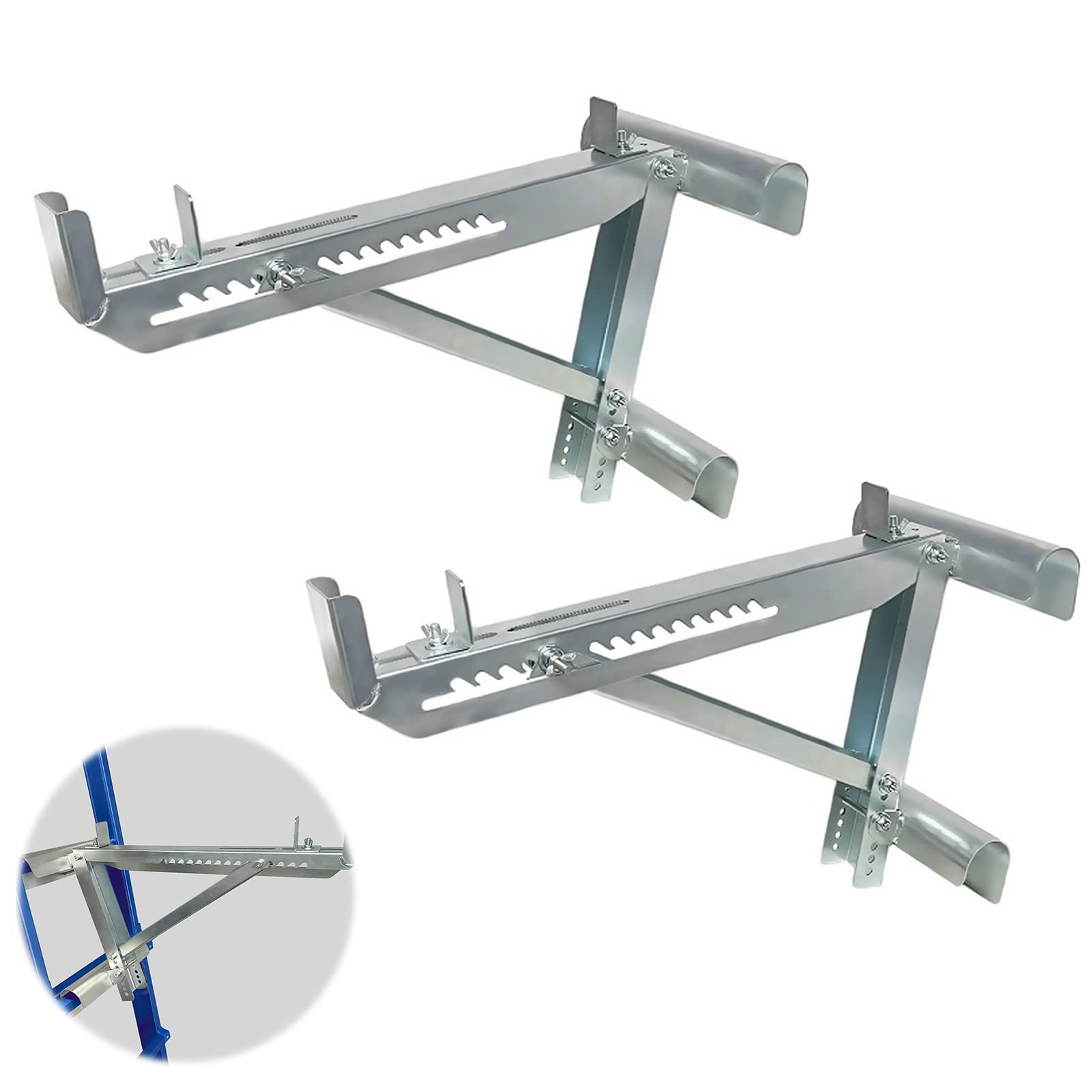 Photo 1 of Merkaunis Ladder Jacks 2 Pack, Two-Rung Short Body Ladder Jack for Working at Height, Secure and Stable, Sliver