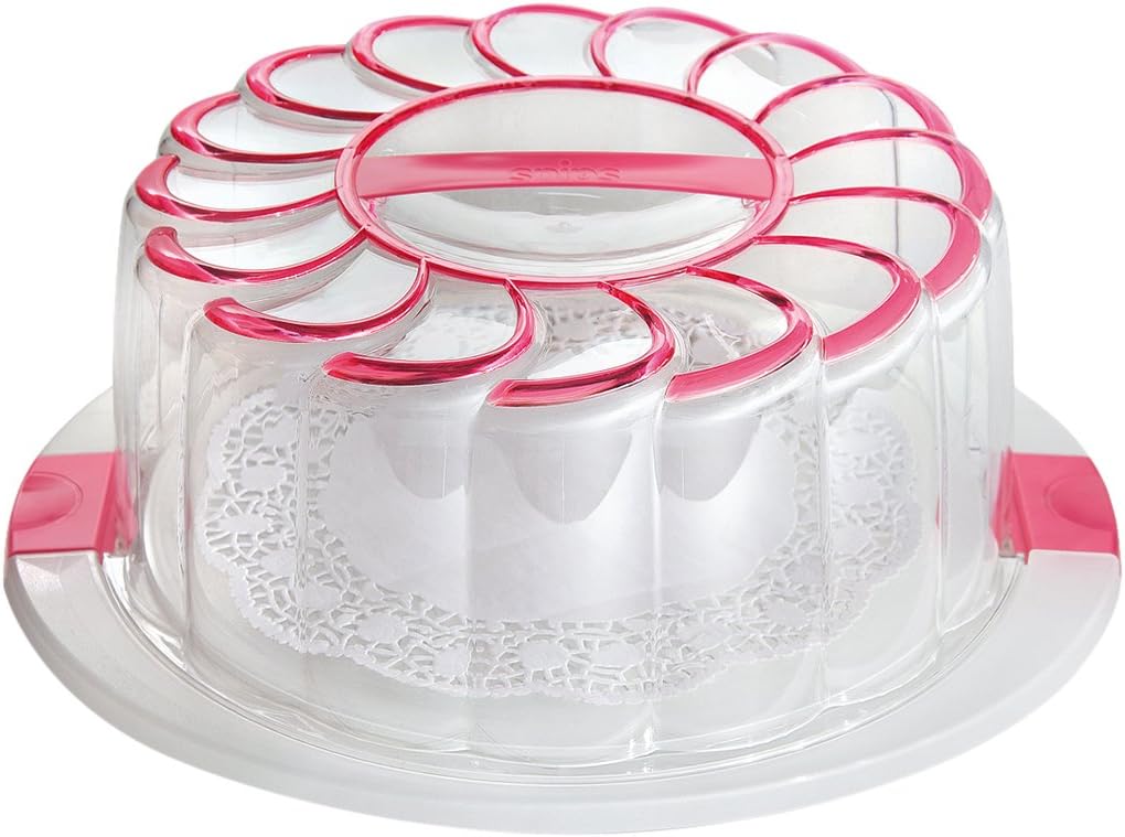 Snips Delice Cake Holder with Lid | Red Colour | 4 Safety Locks | Diameter 28 | Made in Italy | BPA Free