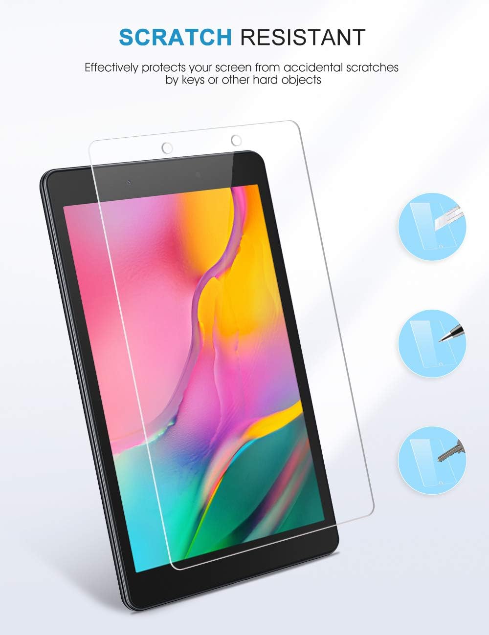 SPARIN 3 Pack Screen Protector Compatible with Samsung Galaxy Tab A 8.0 (2019, SM-T290 WiFi Version), Tempered Glass, Alignment Frame