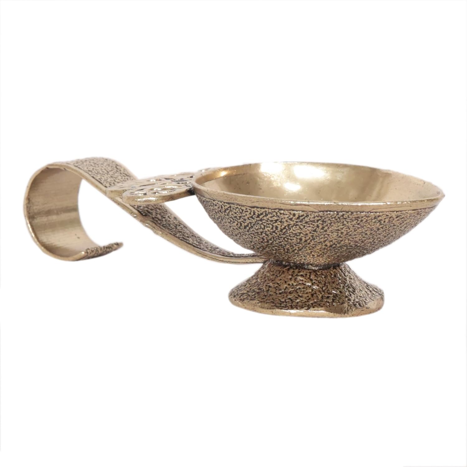 Brass Hand Diya 4.8 Inch Antique Finish Traditional Puja Oil Lamp for Home Temple Mandir Festival Decoration Spiritual Gift 1 Piece