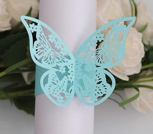50 servilleteros de mariposa cortados con láser para cenas, mesas, diarios, bodas, aniversarios, fiestas, decoración de baby shower, suministros de