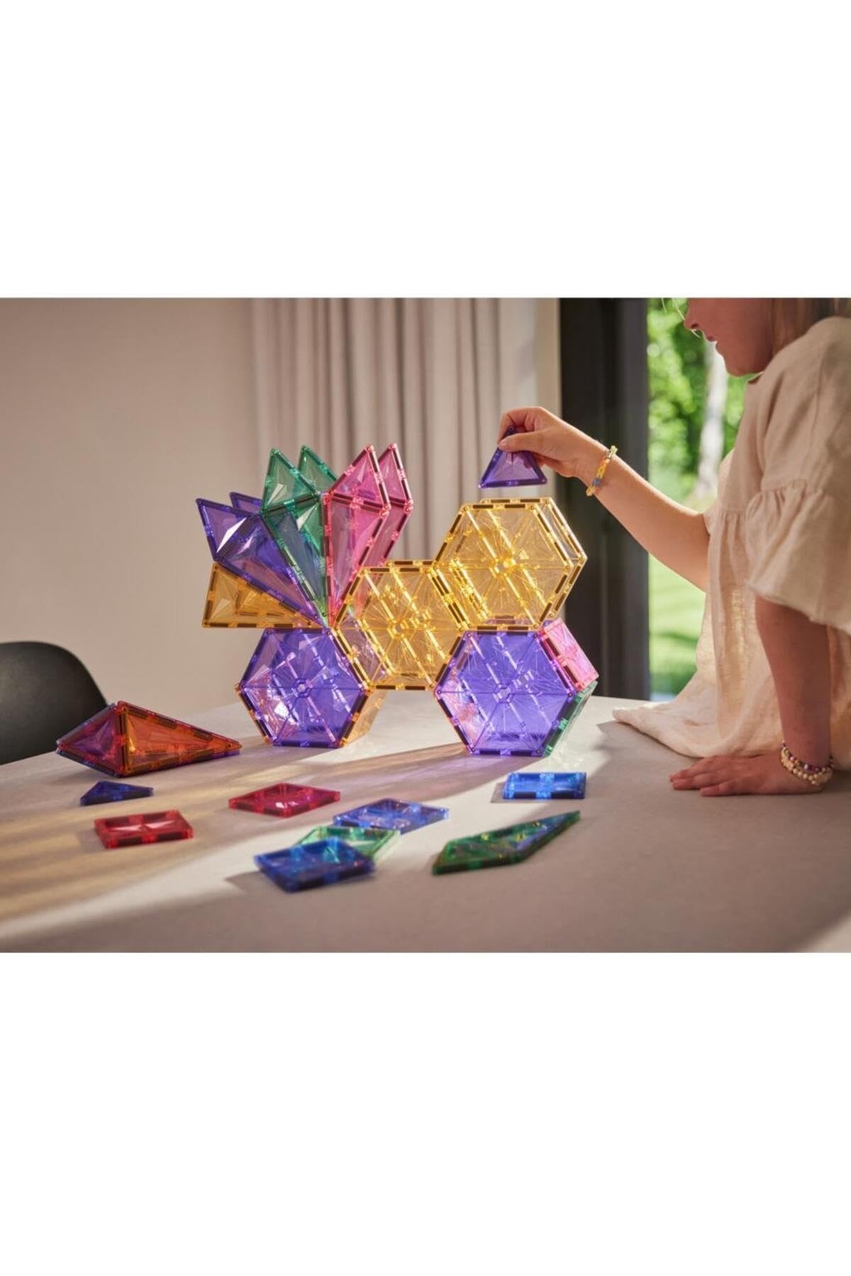 Geometrie-Bausatz in Pastellfarben 45 Teile, geometrische Bausteine, langlebiges Magnetspielzeug, Robustes Lernspielzeug, erweiterbare Sets, für Kinder ab 3 Jahren