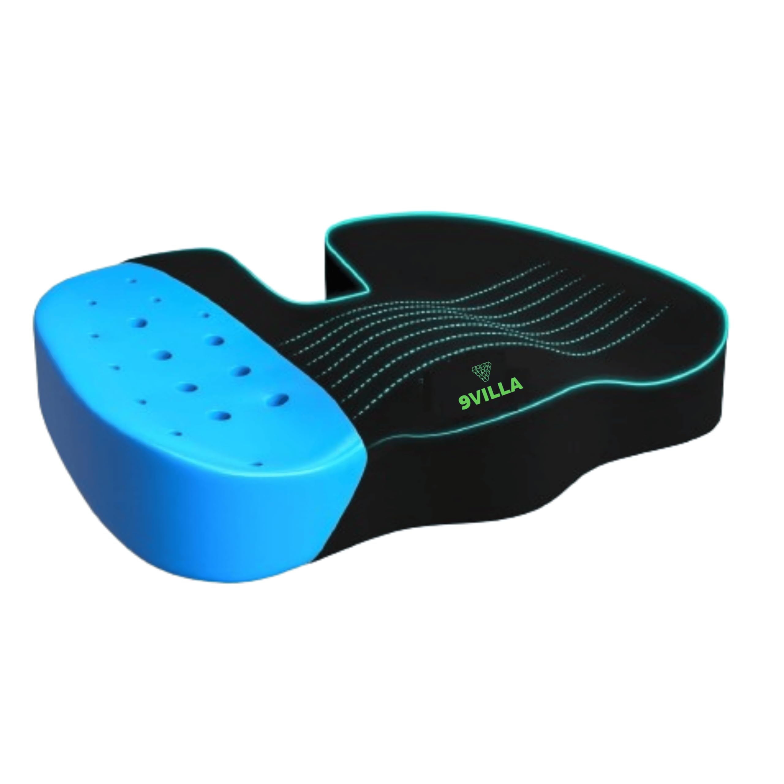 9villa Orthopedic Gel Memory Foam Coccyx Seat Cushion | Perfect Use for Hip,Tailbone, Sciatica & Back Pain Relief, Office Chair and Wheelchair Seat Pads,Car,Chair Cushion & Meditation Use