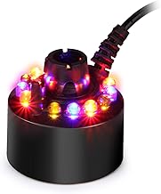 AGPTEK Mist Maker Fogger Water Fountain Pond Fog Machine Atomizer Air Humidifier with 12 LED Light Color Change for Office Home Room Car, Black