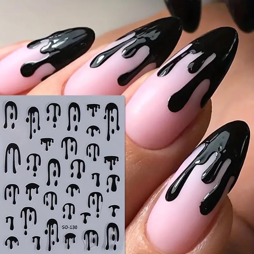 Amazon.com: 4-Sheets Halloween Nail Art Stickers - 3D Black Rose