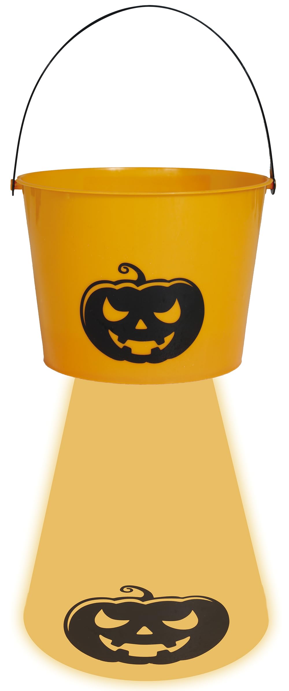 FIESTAS GUIRCA | Trick or Treat Bucket with Light Base (15x20 cm) - Accessory for Halloween and Fancy Dress Parties - Ideal for Collecting Sweets and Decoration - Orange