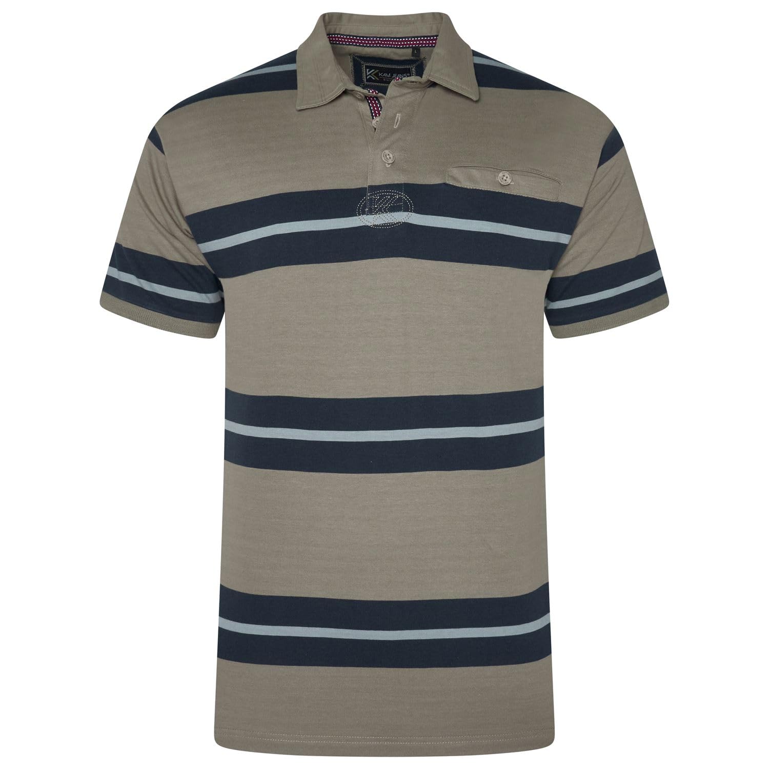 Kam Men's Laurel Oak Rugby Polo Shirt Multi Stripe Short Sleeve Collar Plus Size 2-8Xl 5551 (Uk, Alpha, Xxl, Plus, Regular, )